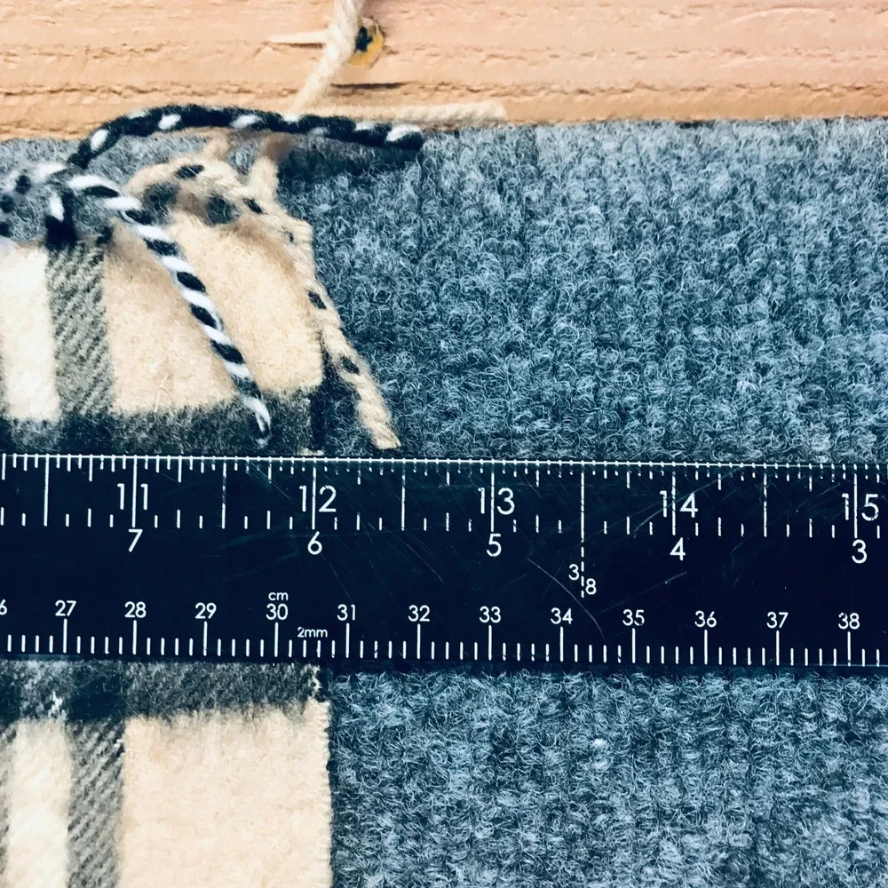 Burberry Nova Check Scarf Unisex OS Beige Distressed Fringed Vintage Plaid READ